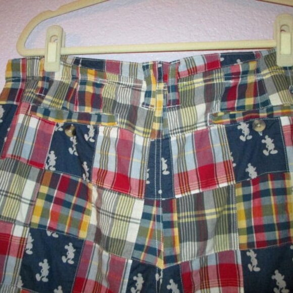 Vintage DISNEY Mickey MADRAS Patchwork Size 38 SHORTS Chino POCKETS Cotton 90s - Picture 6 of 8